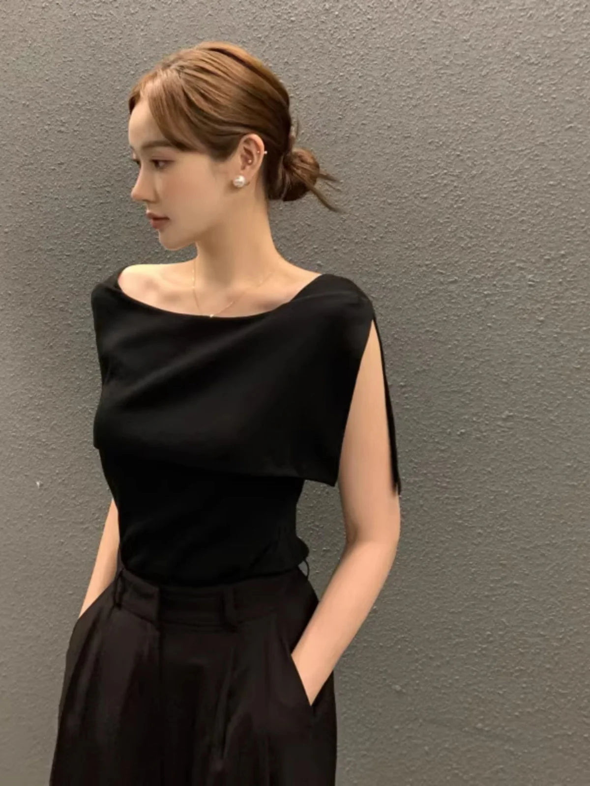 Summer Chic Design Svel Knitted Top Women's Faion Belted Stripe Vintage Retro Small Size Korean Sle Vest