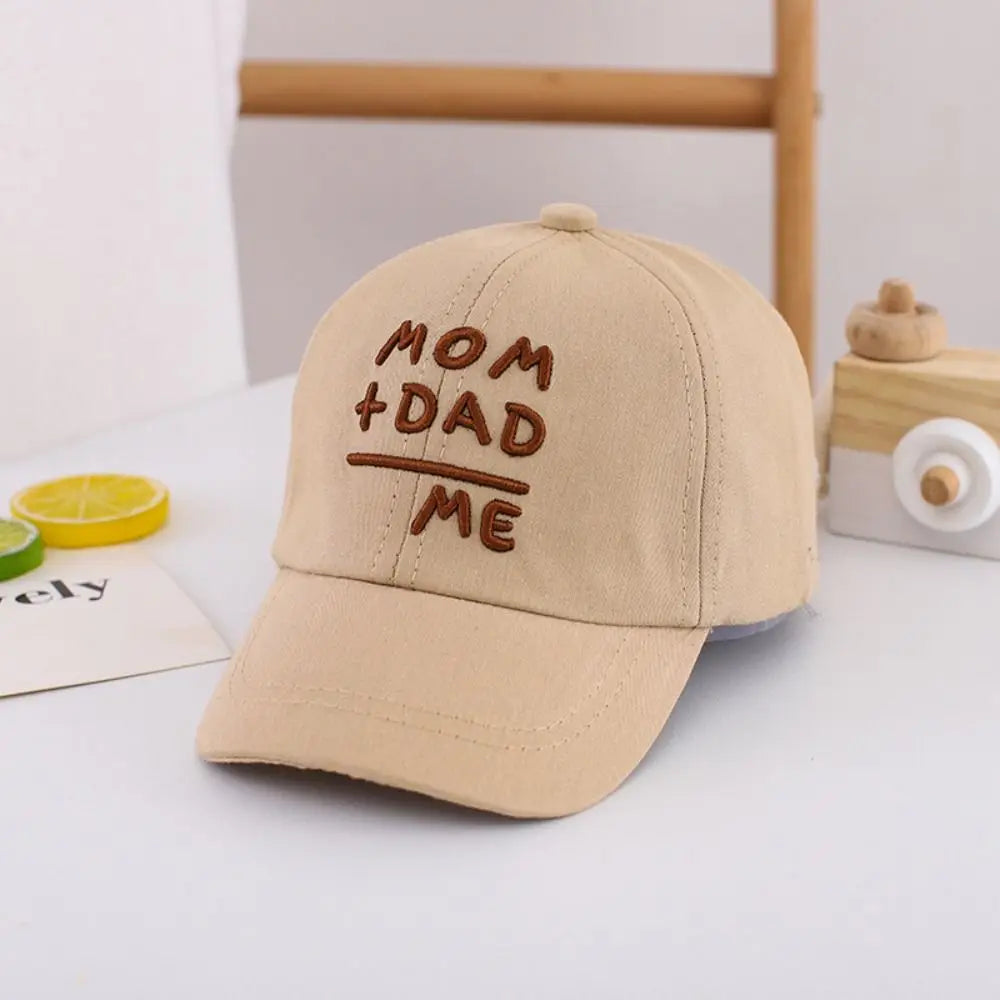 Children's Hats Spring Autumn Boys Girls Duckbill Hats Casual Baby Caps Fashion Cute MOM+DAD=ME Embroidery Sun Hats