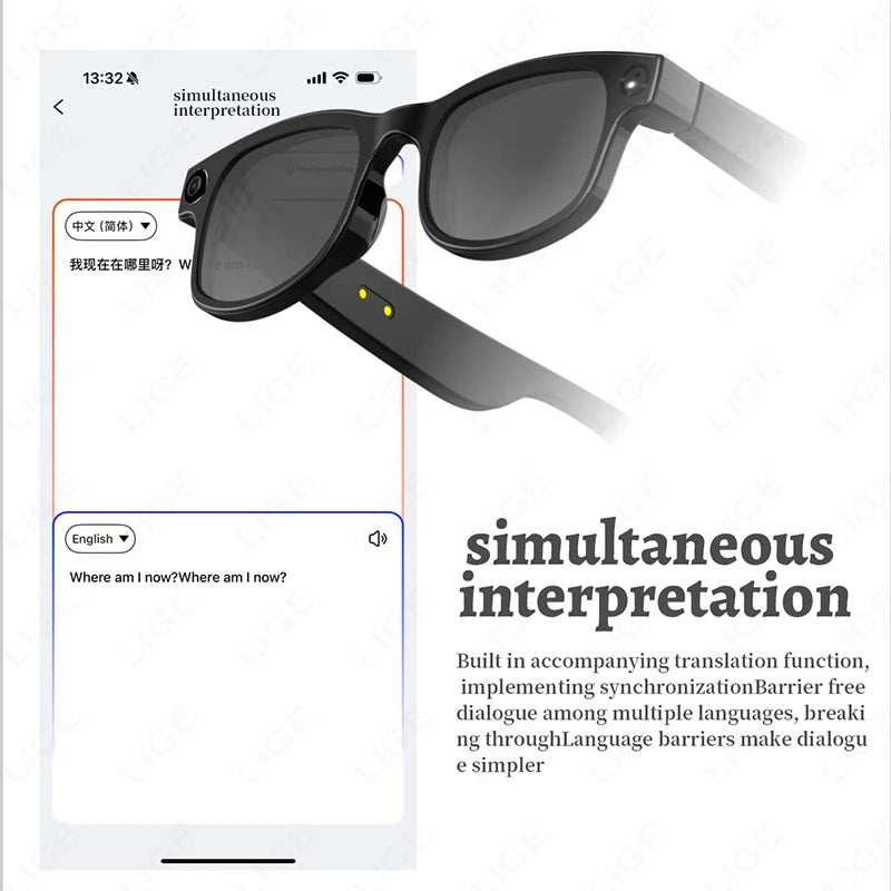 New AI Smart Glasses HD1080P Shooting 500W Camera Glasses ChatGPT Translation Voice Control Bluetooth Call Sports Sunglasses Man