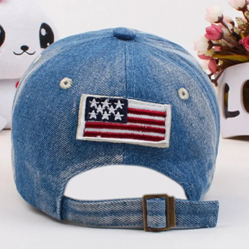 Blue Kids Boys Baseball Cap Summer Toddler Children Dad Hat Casual Hip Hop Denim Sun Snapback Jean Casquette