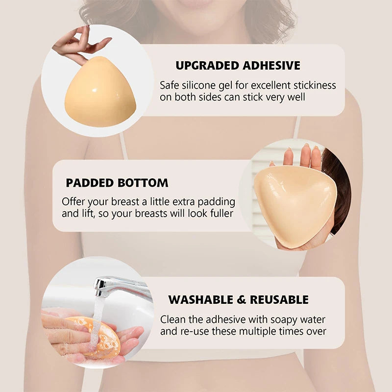 1/2 Pair Ultra Boost Inserts Double-Sided Adhesive Pads Sticky Bikini Padding Inserts for Sports Bra Swimsuit Partywear