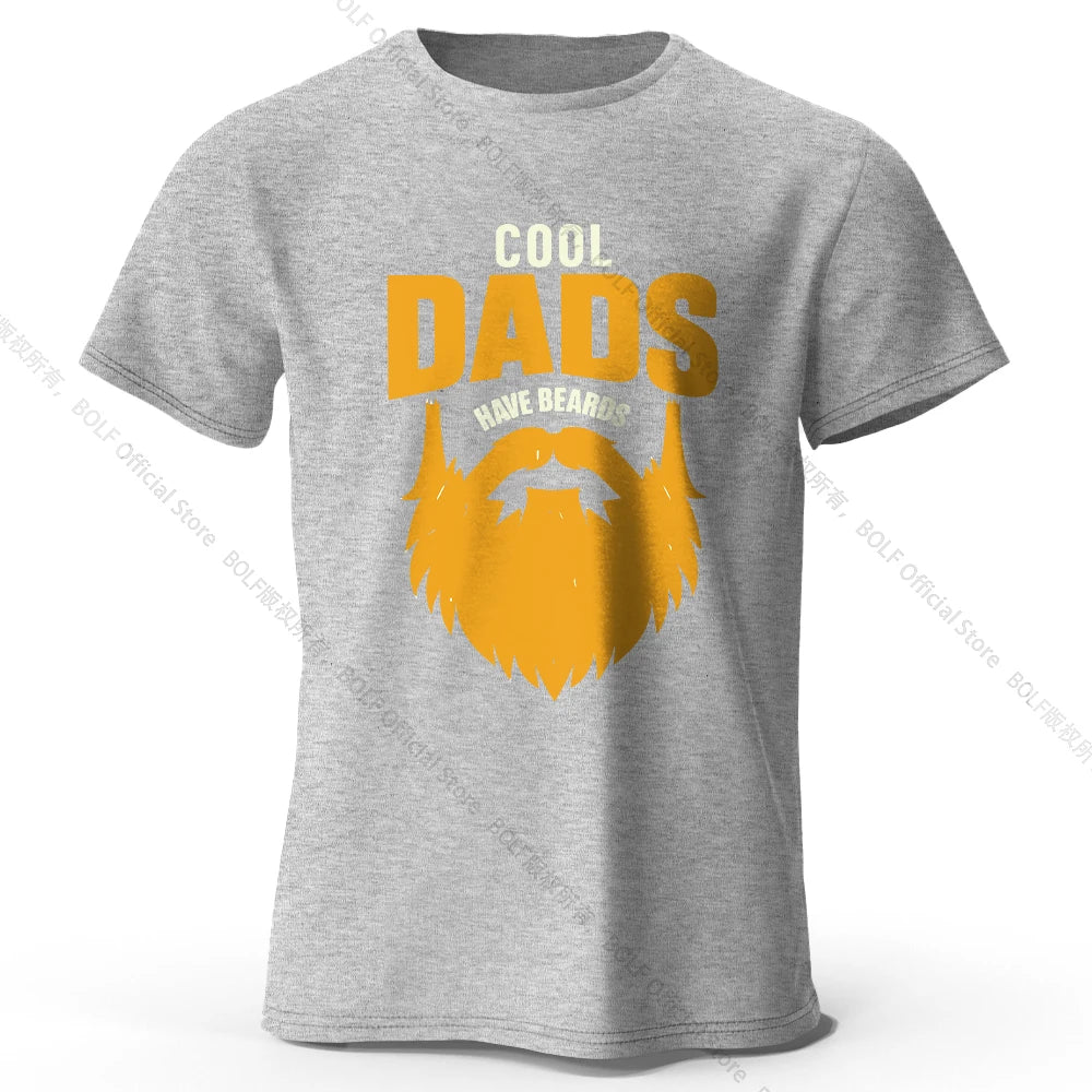 Men's Cool Dad with Beards Printed T-Shirt 100% Cotton Oversized Funny Graphic Tees for Women Summer Tops Humor Streetwear