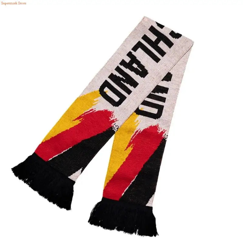 140cm Multiuse Germany Soccer Scarf with Tassels Deutschland Theme Shawl for EuropeanCup Comfortable and Easy to Maintain