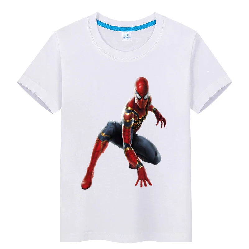 Kid's Iron Man Spider Man Retro T-shirt Printed Casual Harajuku Aesthetics Neutral Theme Superhero Fan Artwork Clothing