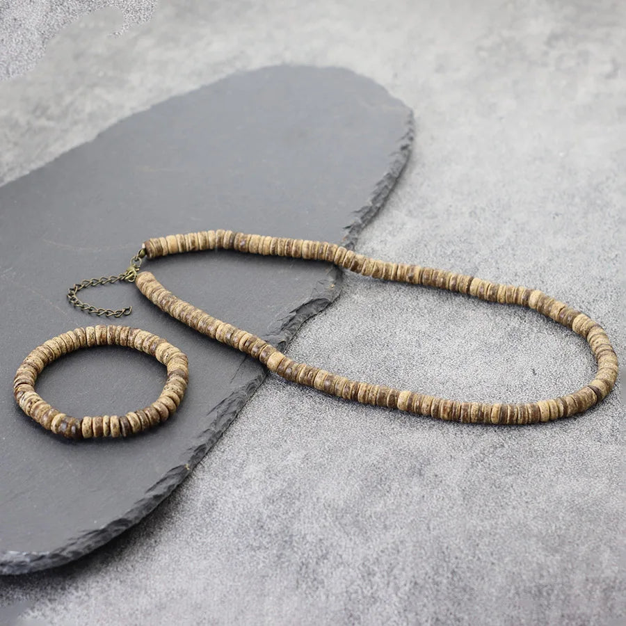 New 5 Styles 2Pcs/Set Natural Coconut Beads Necklace Men Meditation Healing Collar Cool Riding Neck Accessories Father Day Gift