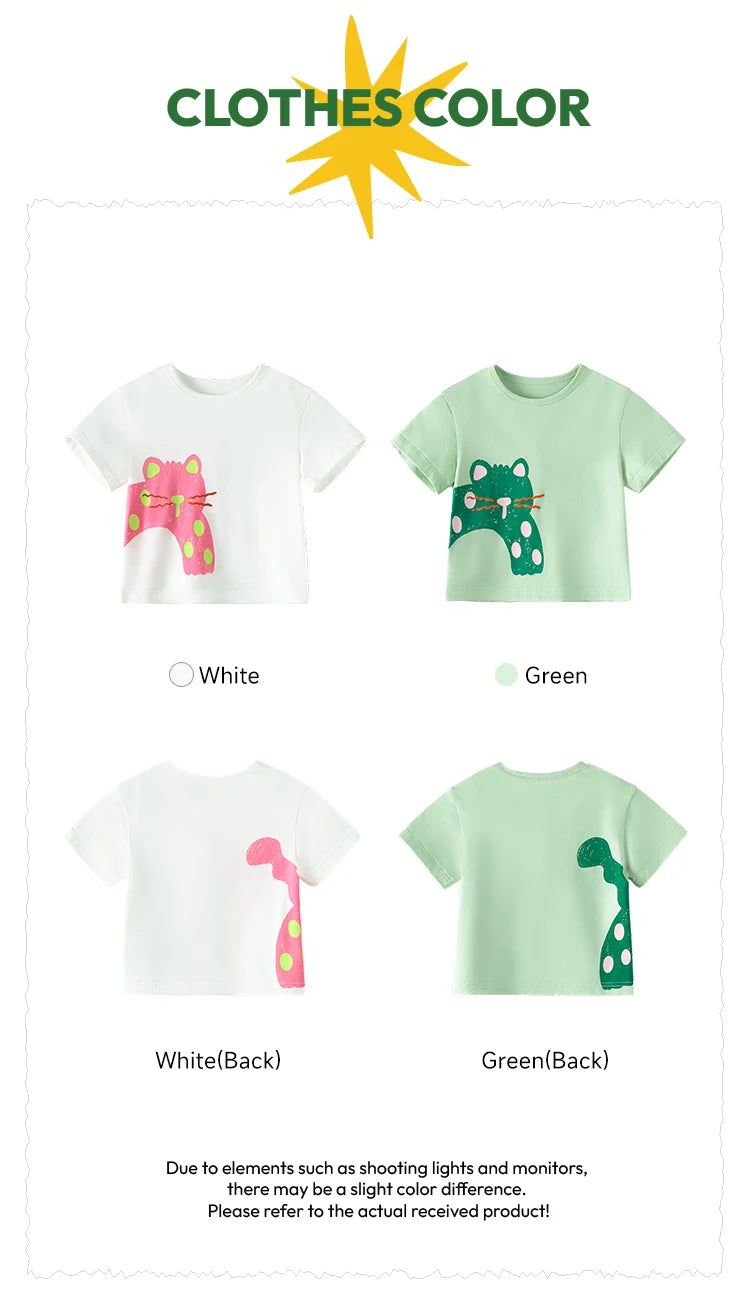 Amila Baby T-shirt 2026 Summer New Comfortable Cartoon Pattern Round Neck Casual Breathable Clothing