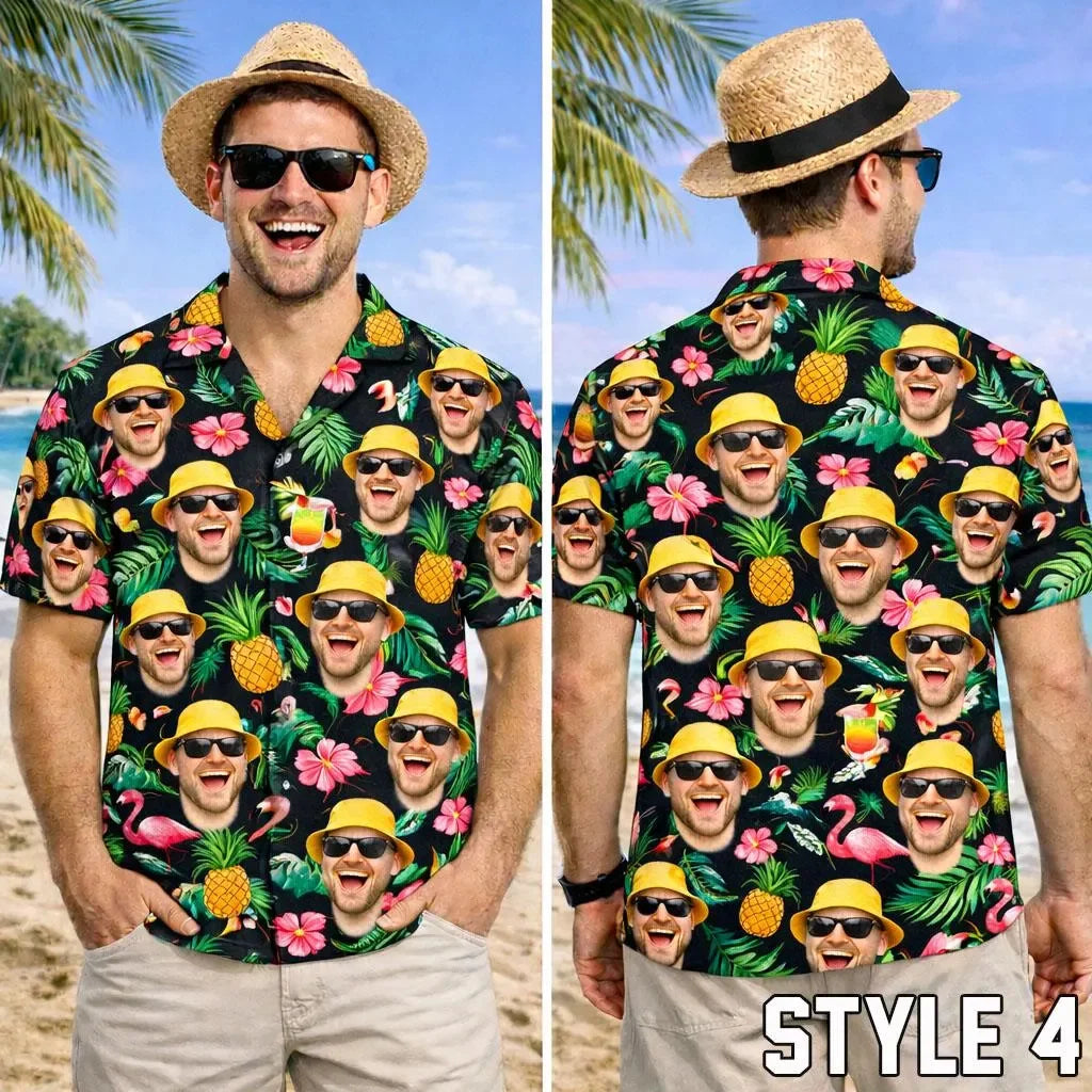 Hot Custom Face Hawaiian Shirt, Funny Summer Beach Shirt, Personalized Tropical Vacation Party, Gift for Men Dad Husband
