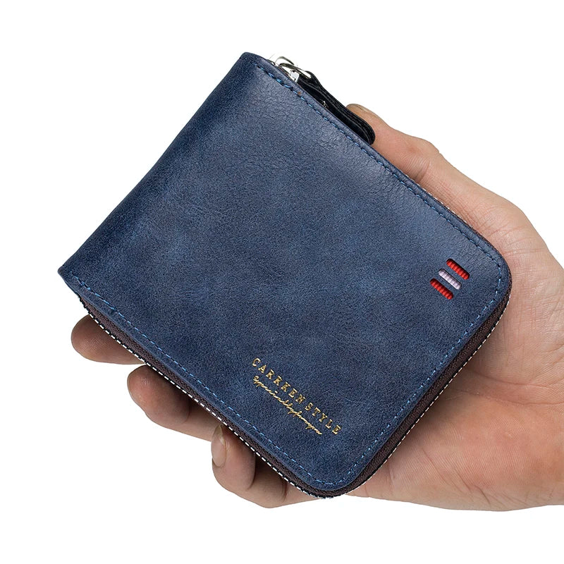 Men's Vintage Short Wallet - Trifold Zipper Coin Purse, Casual Buckle Waist Chain Money Bag, Zero Wallet for Students & Dad Gift