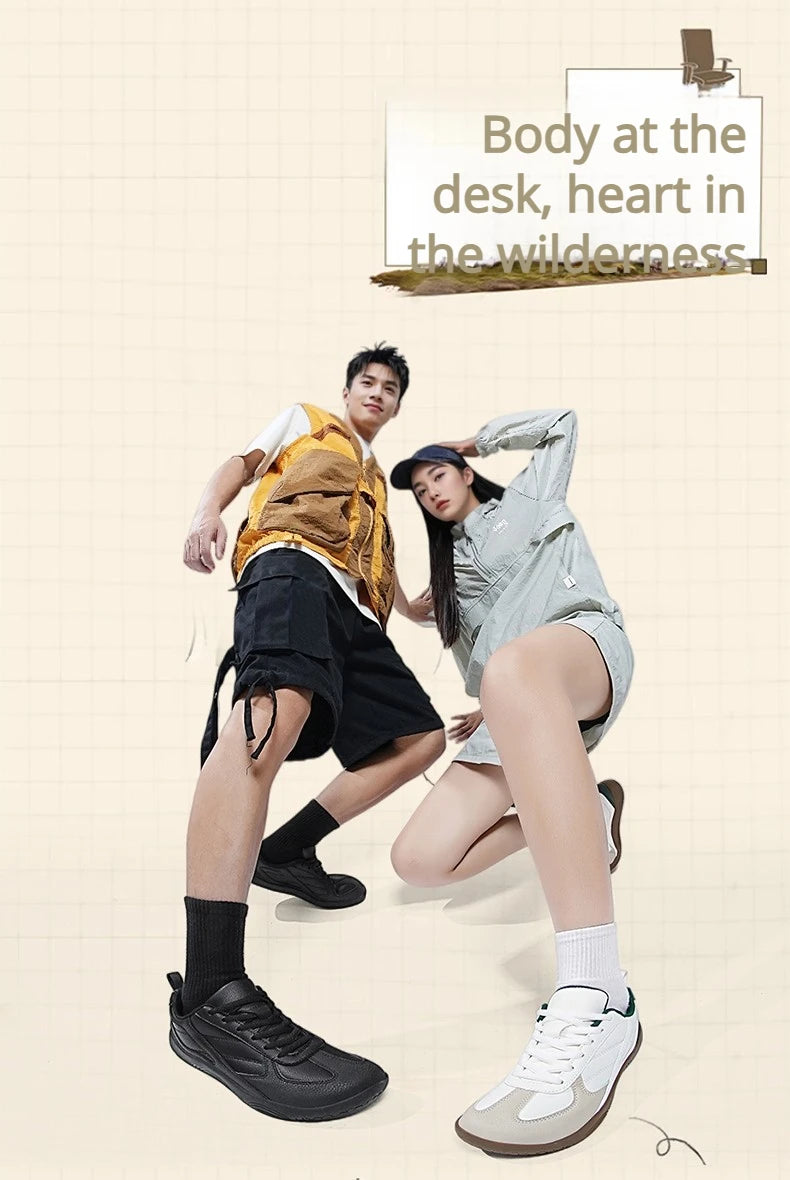 Men's Sports Shoes New Low Heel Round Toe Flat Heel Leather Surface Breathable and Comfortable Lace-up Couple's Style