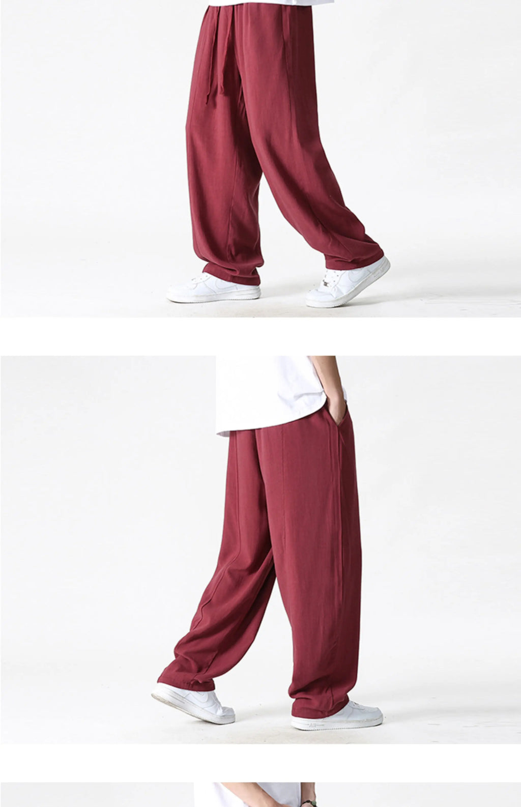 Summer Wide Leg Pants Men's Cotton Linen Harun Loose Pants Men Casual Elastic Waist Circumference Lantern Trousers Plus Size 5XL