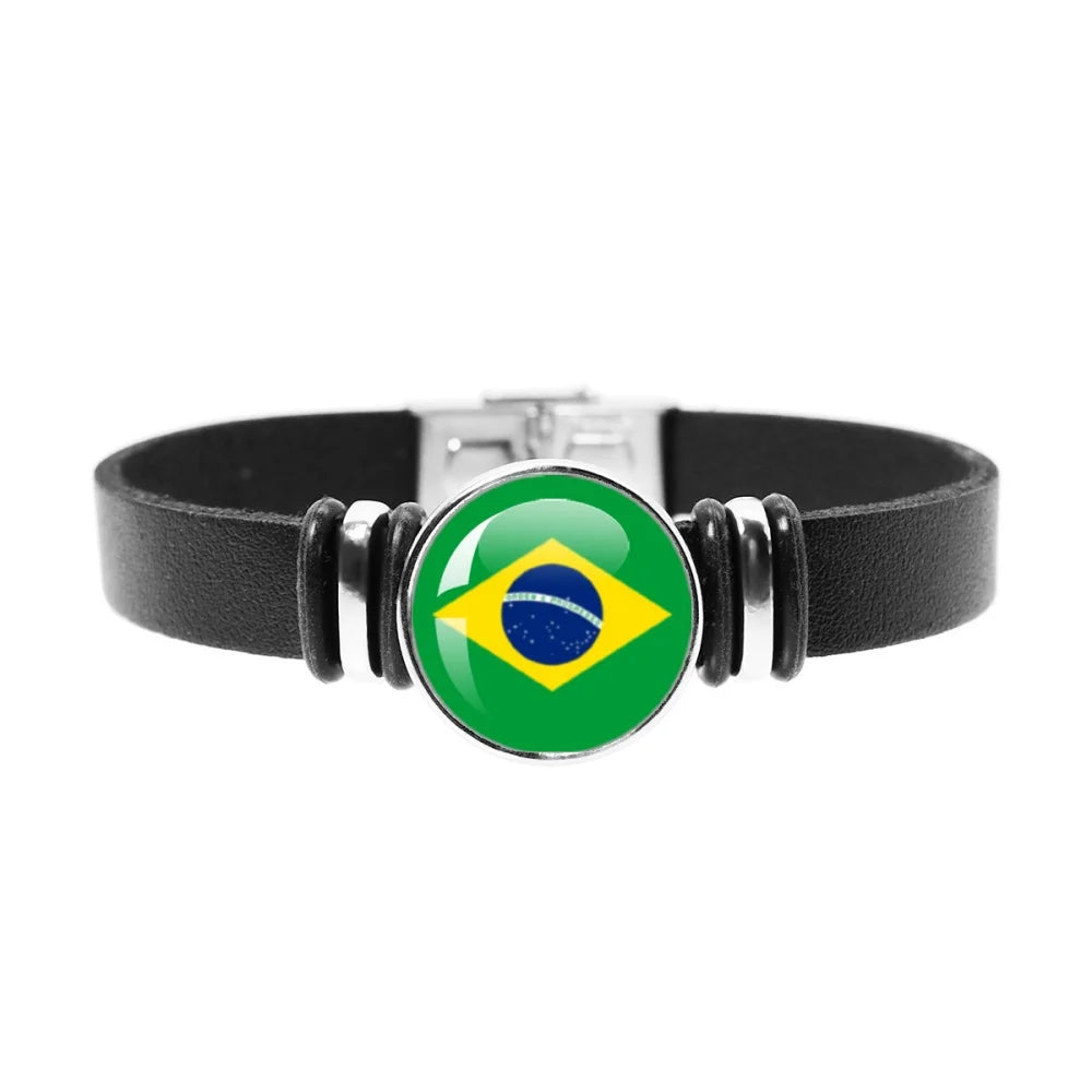 National Flag Bracelet Swiss Mexico Brazil Haiti Australia Germany Watch Strap Leather Bracelet Bangle Fashion Party Jewelry Gif