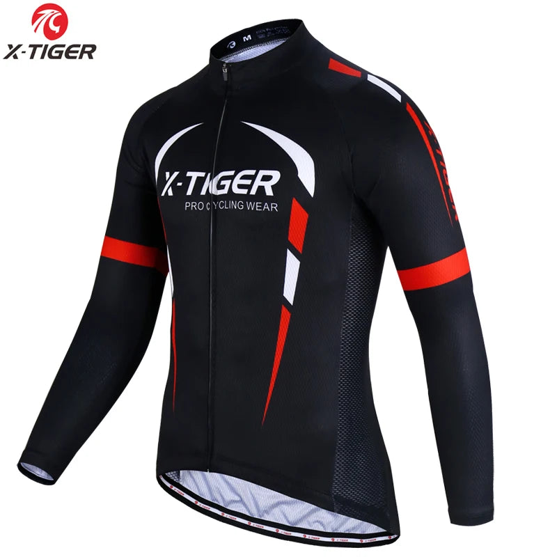 X-TIGER Cycling Jersey Men Long Sleeve MTB Bicycle Cycling Clothing Mountain Bike Sportswear Breathable MTB Shirts Basic Series