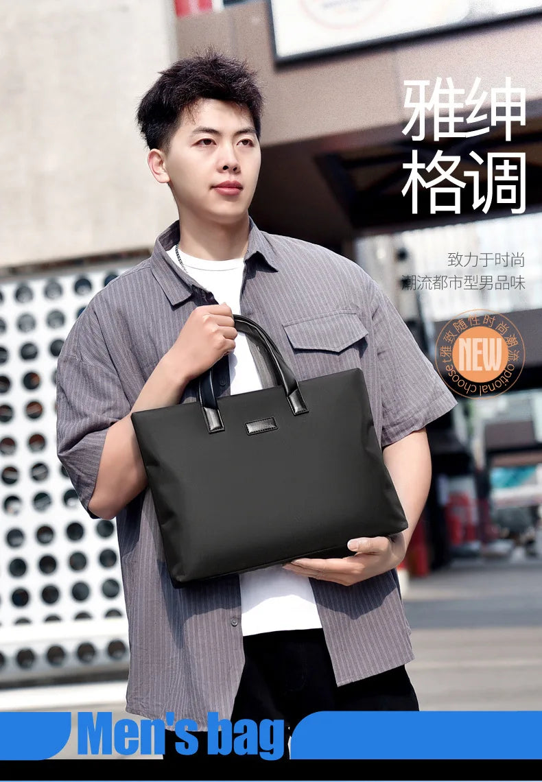2026 Briefcase Fashionable Handbag Large Capacity Business Briefcase Waterproof Document Bag Men's Business Travel Big Handbag