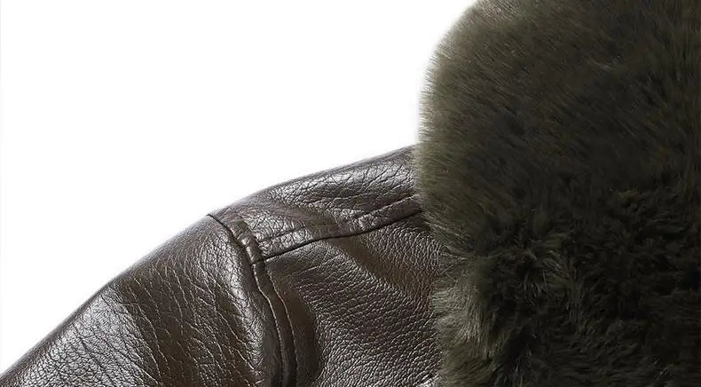 Winter Men Fleece Motor Biker Leather Jacket Man Lapel Thick Outwear Leather Coat Man Vintage Formal Fashion Leather Windbreaker