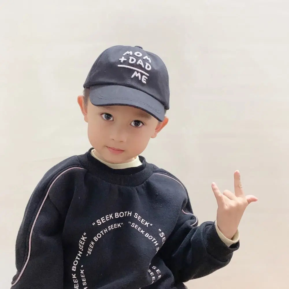 Children's Hats Spring Autumn Boys Girls Duckbill Hats Casual Baby Caps Fashion Cute MOM+DAD=ME Embroidery Sun Hats