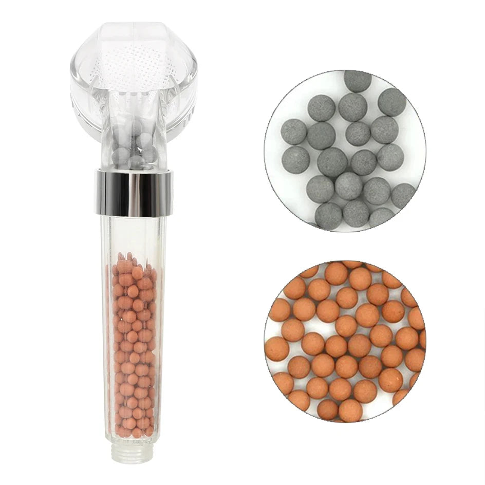 1PC ABS Filtered Shower Head Anti Limestone High-Pressure Water Saving Handheld Clear Showerheads with Filter Beads for Bathroom