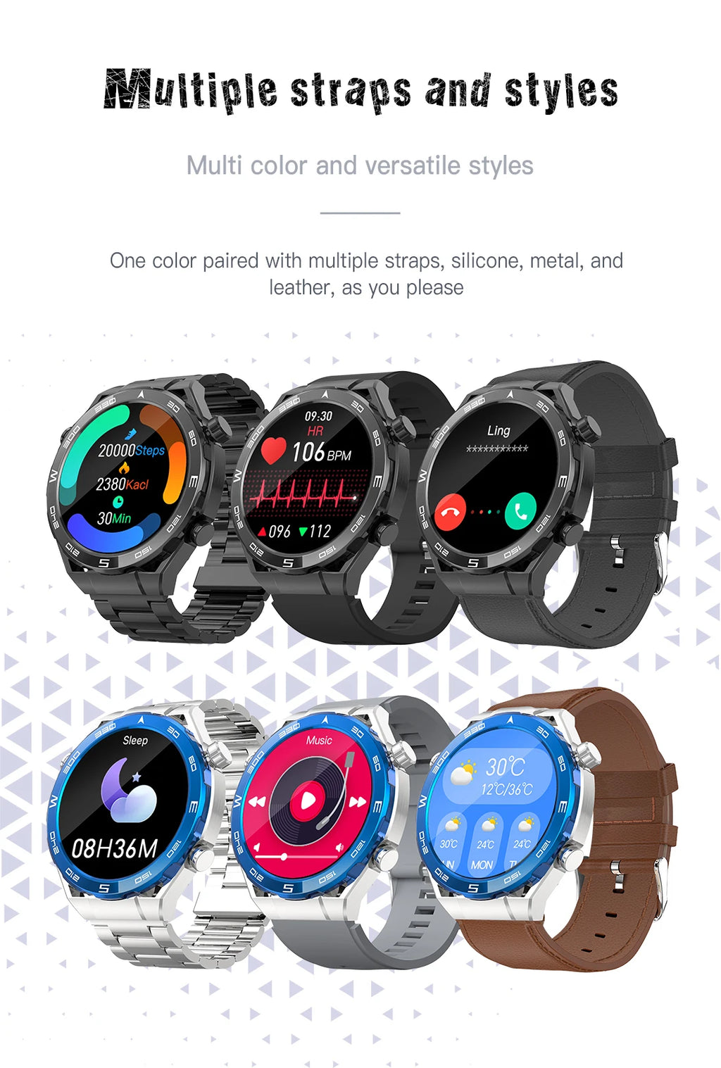 Smart Watch for Men Women Outdoor Activities Fitness Tracker Heart Rate Monitor Calorie Step Counter Sport Watch Music Play