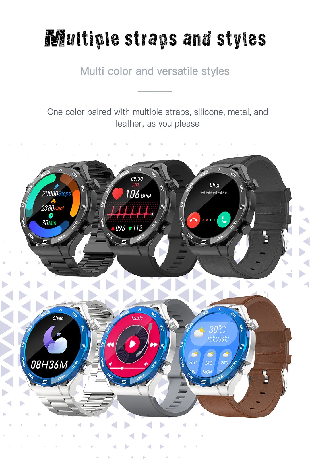 Smart Watch for Men Women Outdoor Activities Fitness Tracker Heart Rate Monitor Calorie Step Counter Sport Watch Music Play
