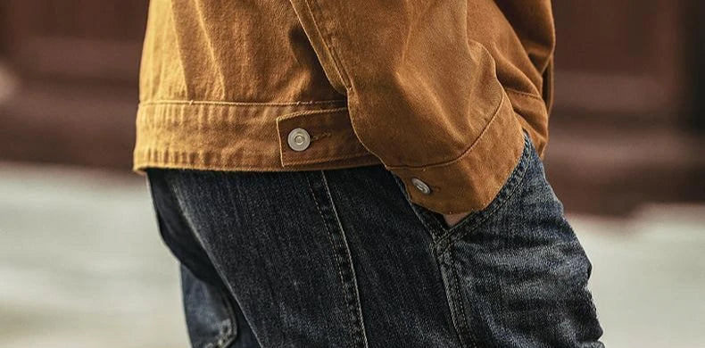 Cargo Oversize Cowboy Coat for Men Brown Cotton Denim Jackets Man Joker of Fabric Korea Japanese Retro Outwear Size L Lxury Worn