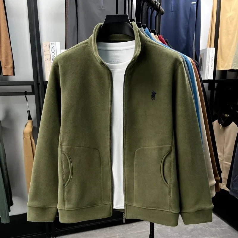 Luxury brand men's jacket winter thick plush warm pockets new coat fashion classic Paul embroidery zipper stand up collar top