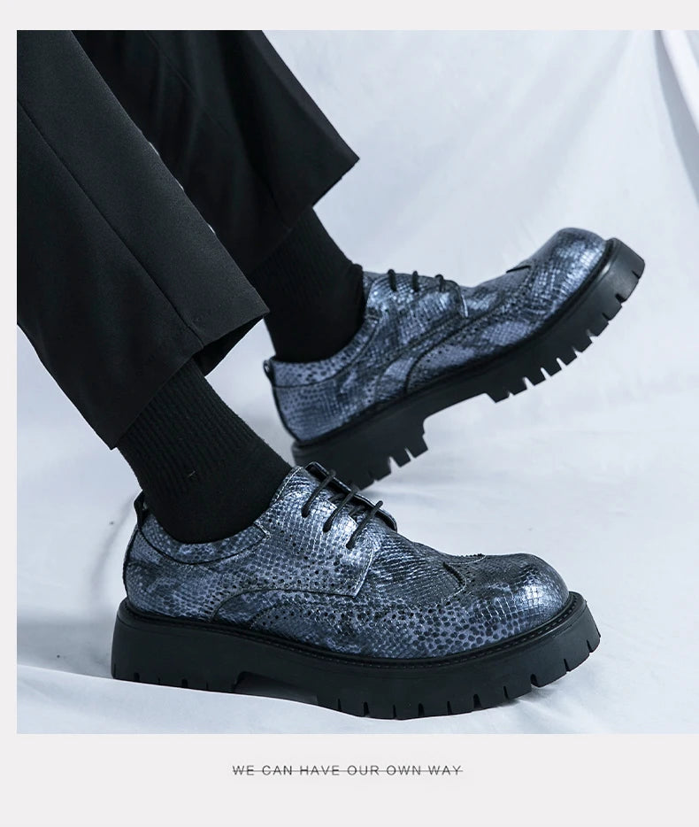 Brogues Men's Luxury Designer Style Thick Sole Shoes Elegant and Sophisticated Gentleman's Shoe Popular Wedding Party Shoes