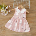 2026 Summer Baby Girls Korean Version Style Sleeveless Peter Pan Collar Sundress Children Cotton Linen Princess Dress 0-6Years