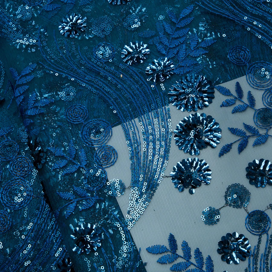 African French Mesh Lace Beads Fabric Luxury Nigerian Net Lace with Sequins Wedding Dresses For Women High Quality,5yards TY4771