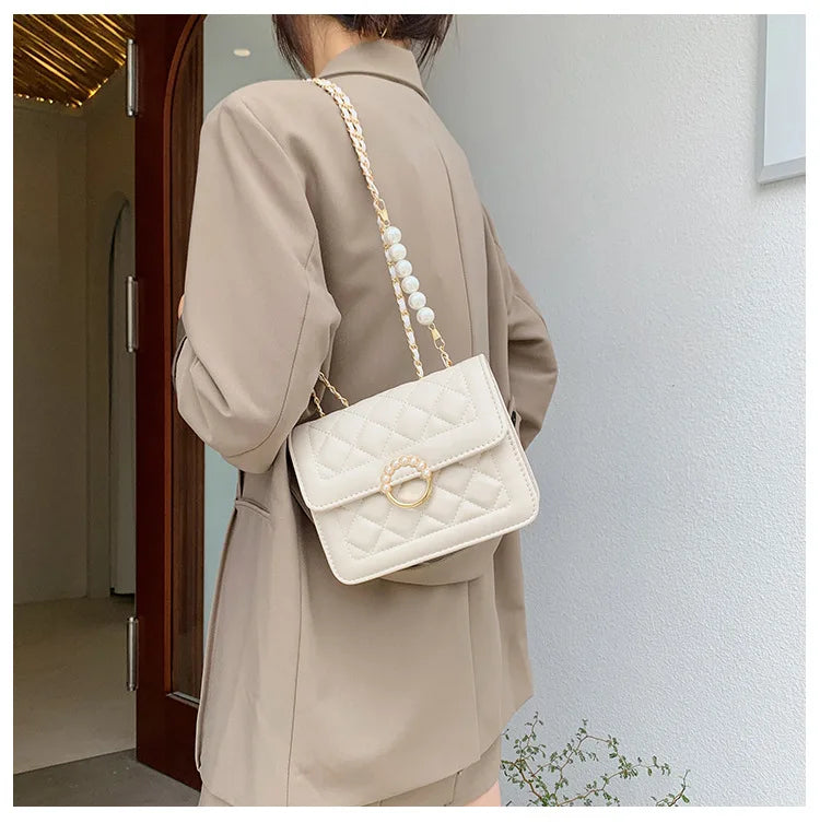 Summer Mini Small Handbags New Tide Pearl Chain Bags Women's Bag Versatile White Single Shoulder Crossbody Handbag