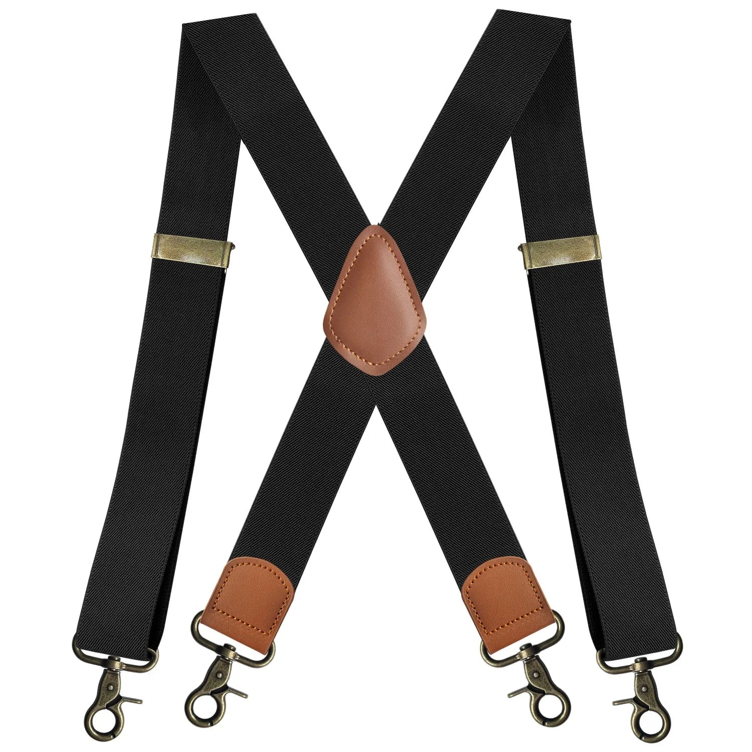 Vintage Suspenders for Men Heavy Duty Big and Tall X-Back 4 Snap Hooks Adjustable Elastic Trouser Braces, Gift for Dad Husband
