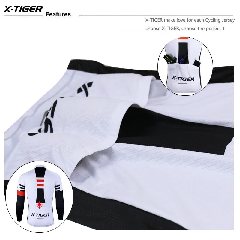 X-TIGER Cycling Jersey Men Long Sleeve MTB Bicycle Cycling Clothing Mountain Bike Sportswear Breathable MTB Shirts Basic Series
