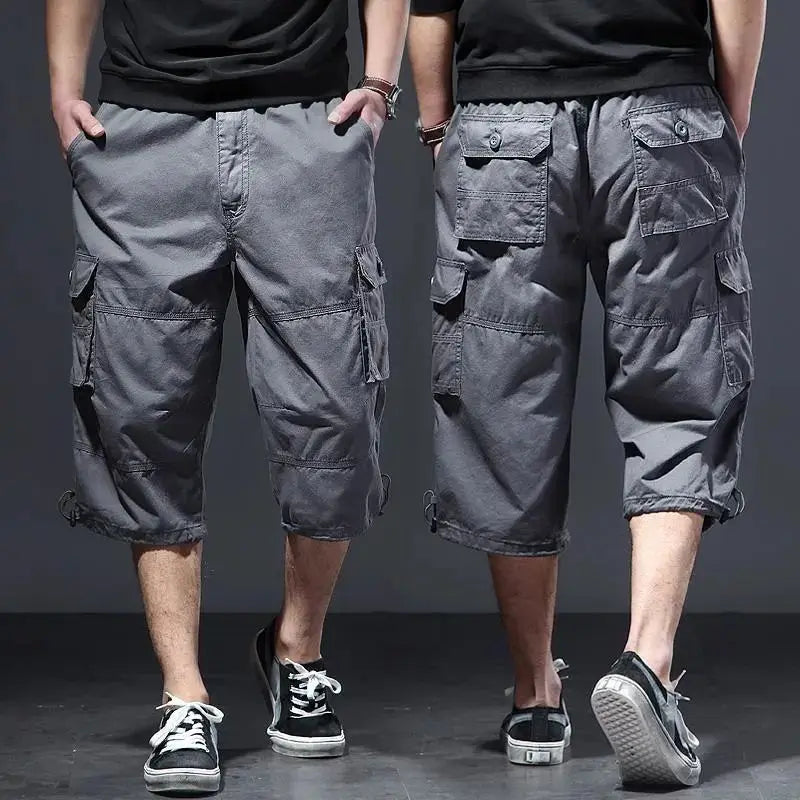 Summer Loose Workwear Seven-Quarter Men's Sports Shorts Large Size Casual 7/10 Pants Fat Man Cotton Bermuda  Q405