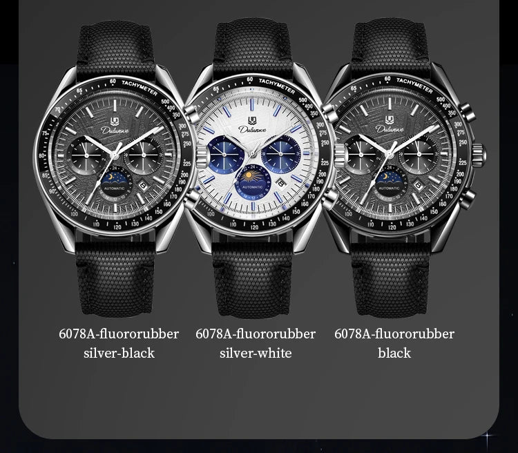 Automatic Watch for Men Stainless Steel Luminous Waterproof Moon Phase Man Watches Luxury Men's Mechanical Wristwatch