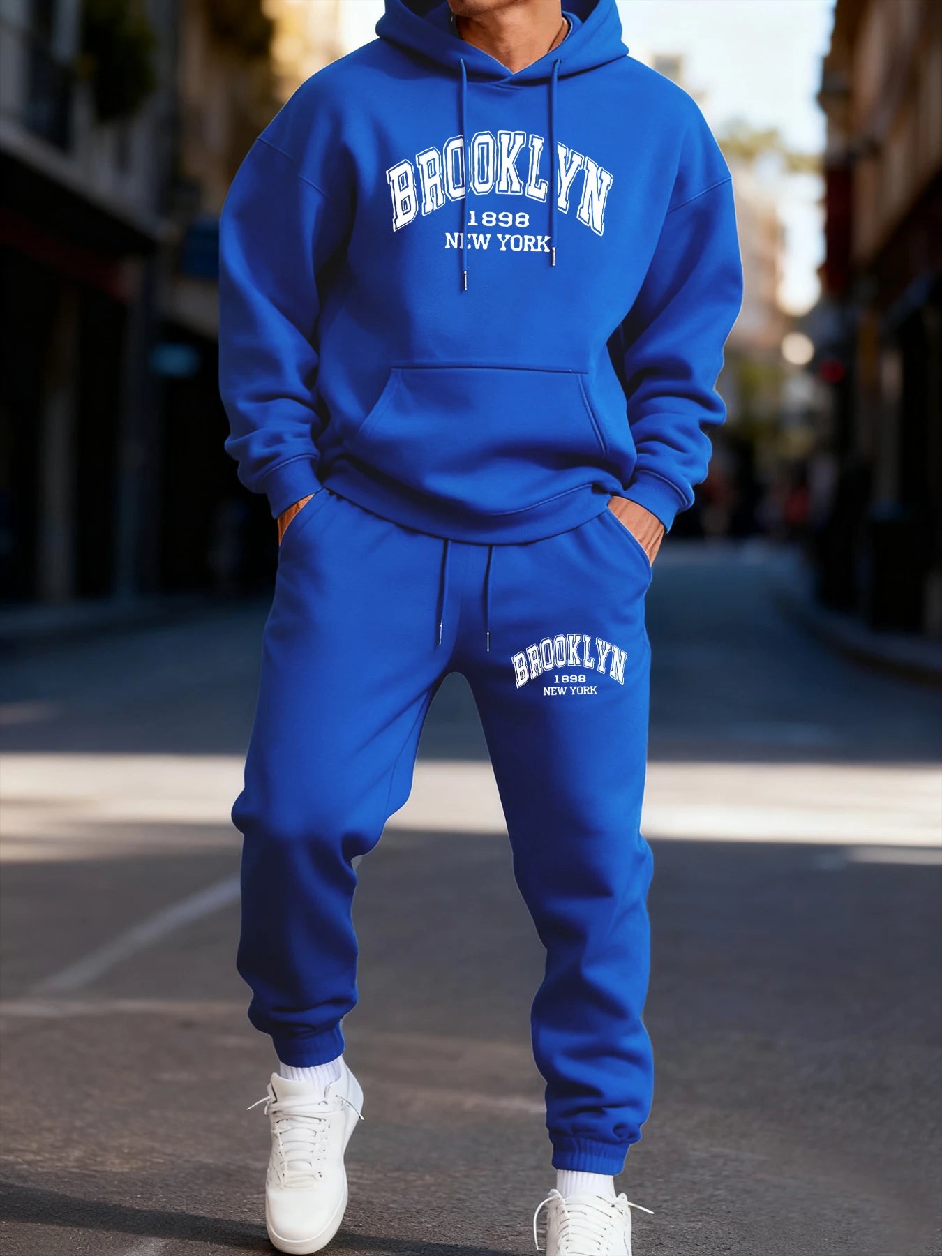 Brooklyn New York 1898 Printing Man Hoodie Set Street Couple'S Two Pices Sets Comfortable Fashion Pants Jogging Loose Streetwear