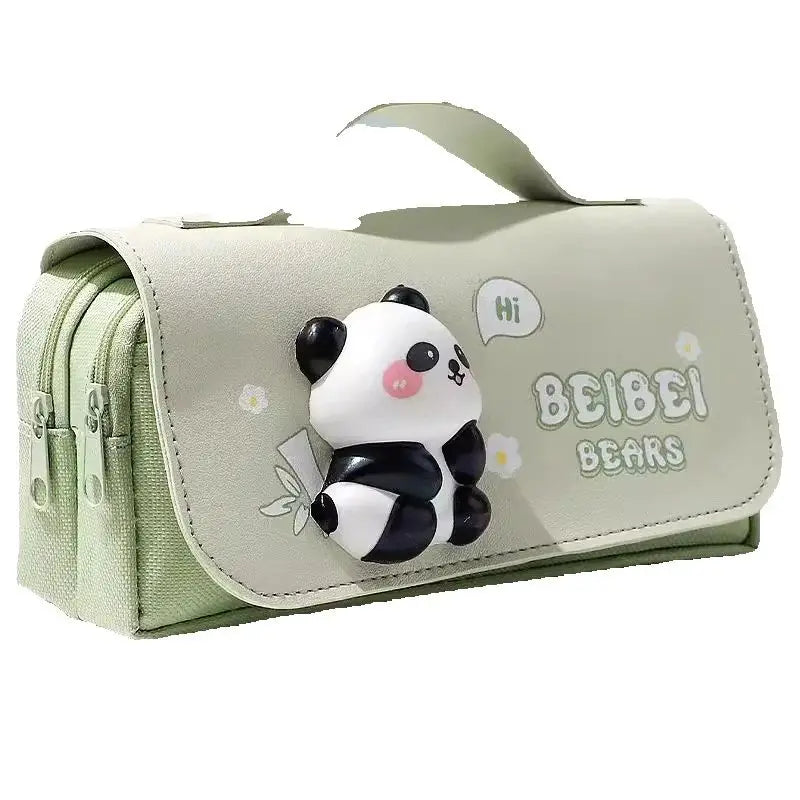 Sakura Pencil Bag PU Leather Pen Case Candy Color Japan Stationery Box Green Pink Organizer School Supplies Gift Ruler Pouch Hol