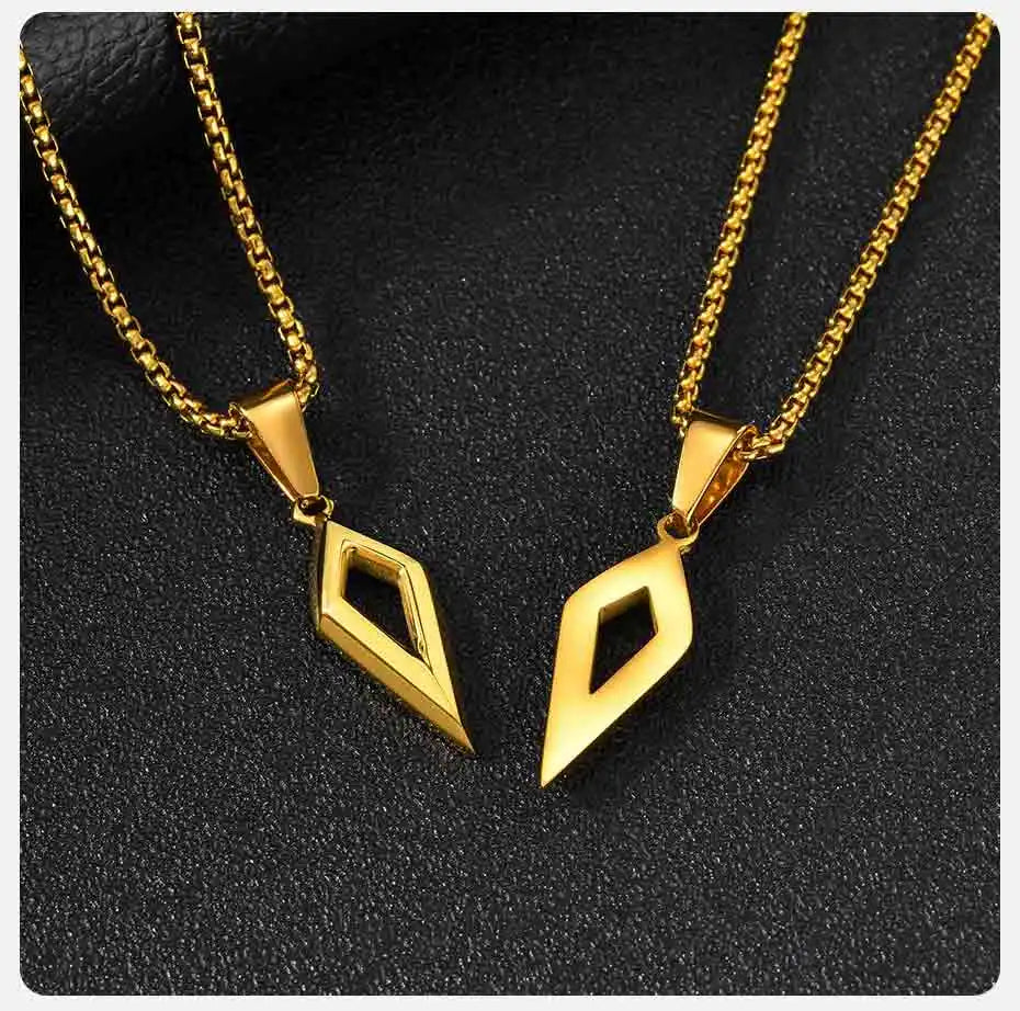 Vnox Beveled Four-Pointed Star Pendant Necklace, Stainless Steel Geometric Collar with Box Chain Gifts for Birthday Father's Day