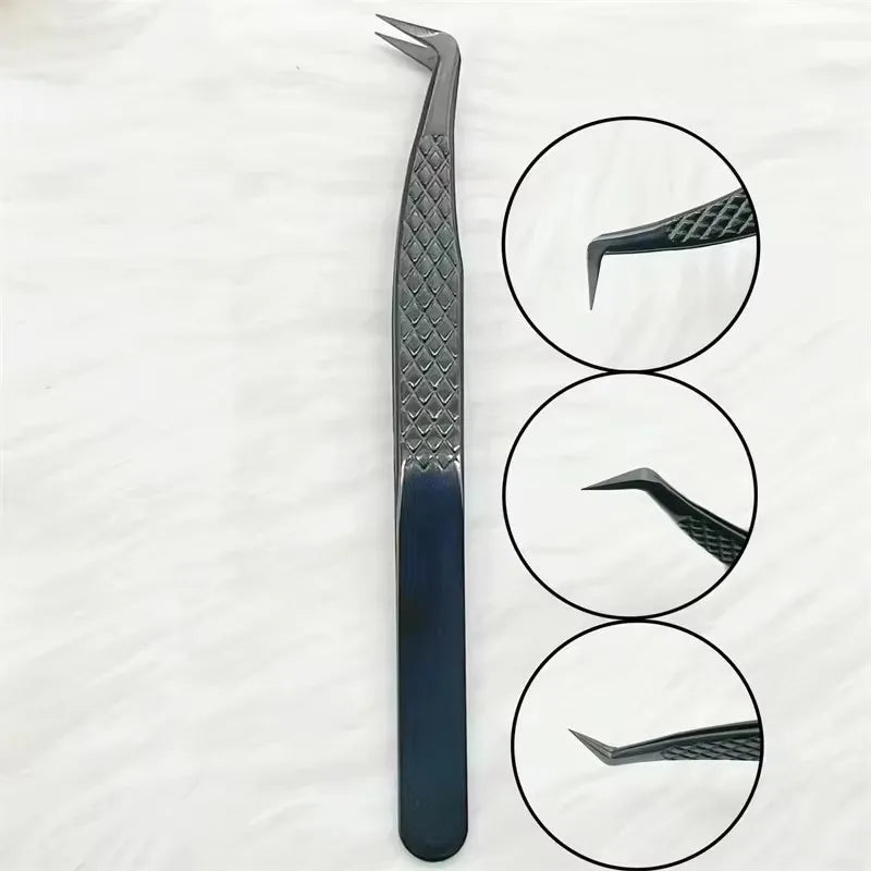 Customized Private LOGO False Lash Tweezers For Eyelash Extensions Boot Isolation Clip Tongs Black Perfect Close Nail Art Tools