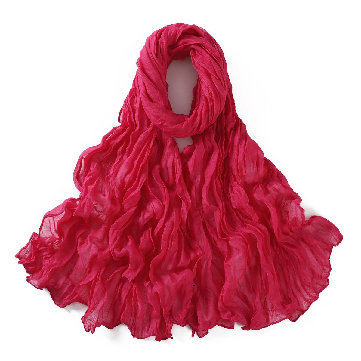 Crumpled Scarf For Women Girls Students Spring New Solid Color Cotton Voile Thin Scarves Soft Knitting Shawl Female Wrap Shawls