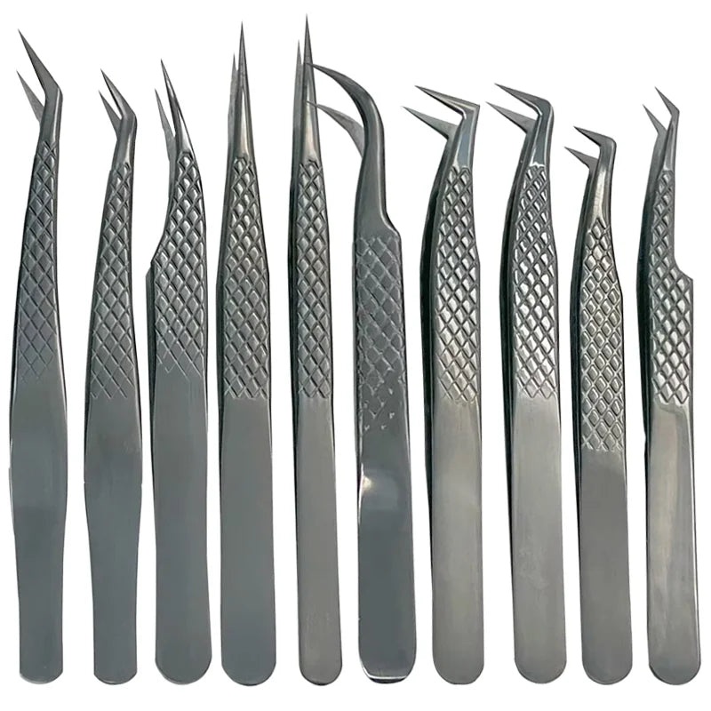 Customized Private LOGO False Lash Tweezers For Eyelash Extensions Boot Isolation Clip Tongs Black Perfect Close Nail Art Tools