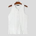 2025 Men Tank Tops Solid Color Knitted Zipper Sleeveless Male Vests Summer Streetwear Skinny Fashion Men Clothing S-3XL INCERUN