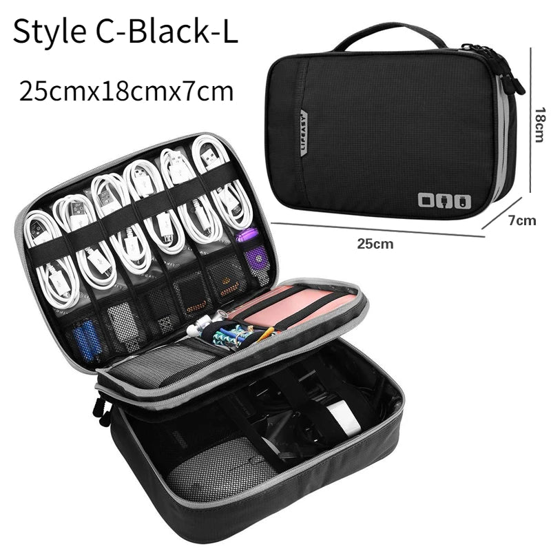 Large Capacity Travel USB Gadget Cable Bag Headphone Storage Box Data Cable Storage Bag Hard Disk Charger Power Bank Organizer