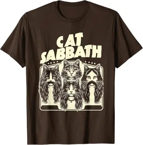 Cat Sabbath Funny Cat Dad T-Shirt Rock Music Streetwear Clothes Humor Kitty Band Y2k Saying Tee Rap Hip Hop Short Sleeve Blouses