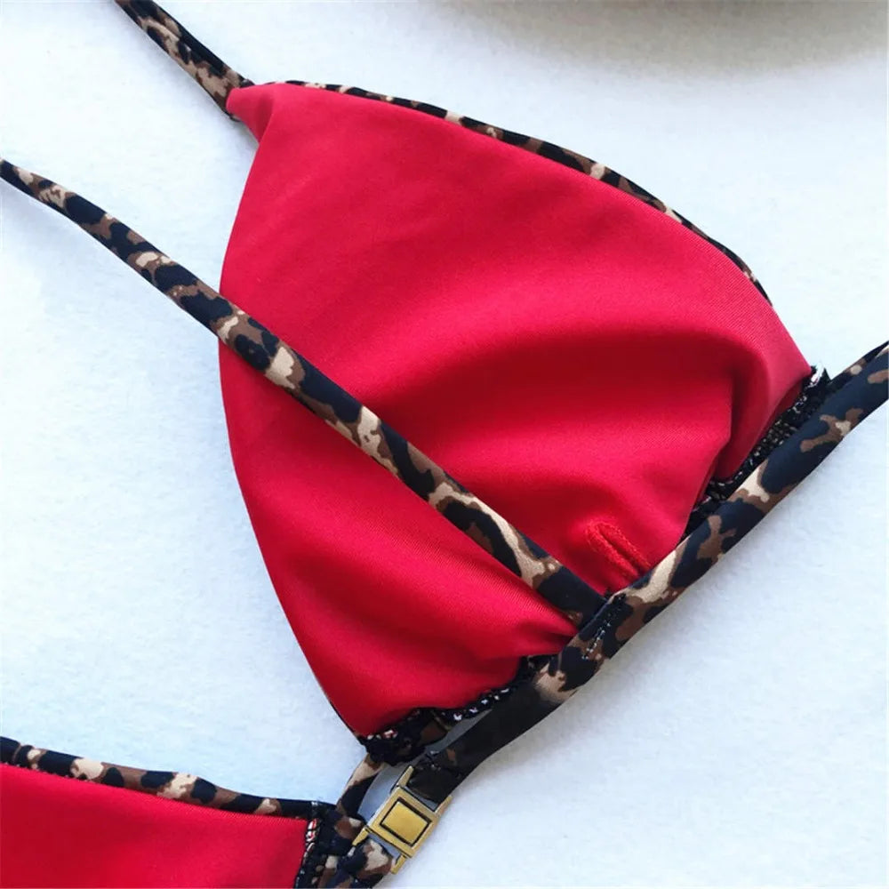 XS - L Sexy Leopard Brazilian Bikini Swimsuit Female Swimwear Women Two-pieces Bikini set Bather Bathing Suit Swim Wear V1149