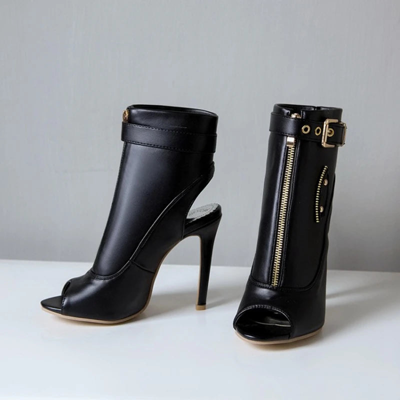 REAVE CAT Summer Sandals Ankle Boots Women 11cm Stiletto High Heels Shoes Peep Toe Ladies Big Size 34-50 F1505