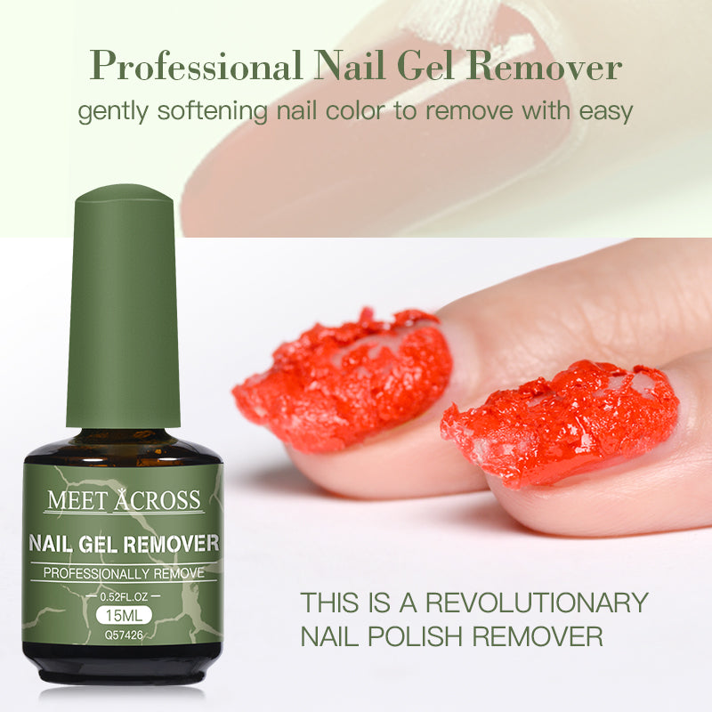 MEET ACROSS 15ml Magic Fast Nail Gel Polish Remover Clean UV Soak Off Semi Permanent Varnish Nail Art Removal Tools Manicure