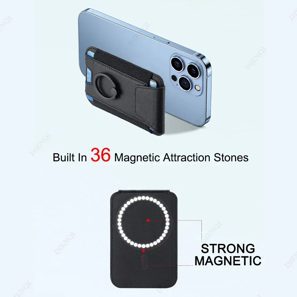 Magnetic Phone Case Slim Wallet Pu Leather Ring Phone Stand Men Women Magnet Credit Card Holder for Iphone 12 13 14 15 16 Pro