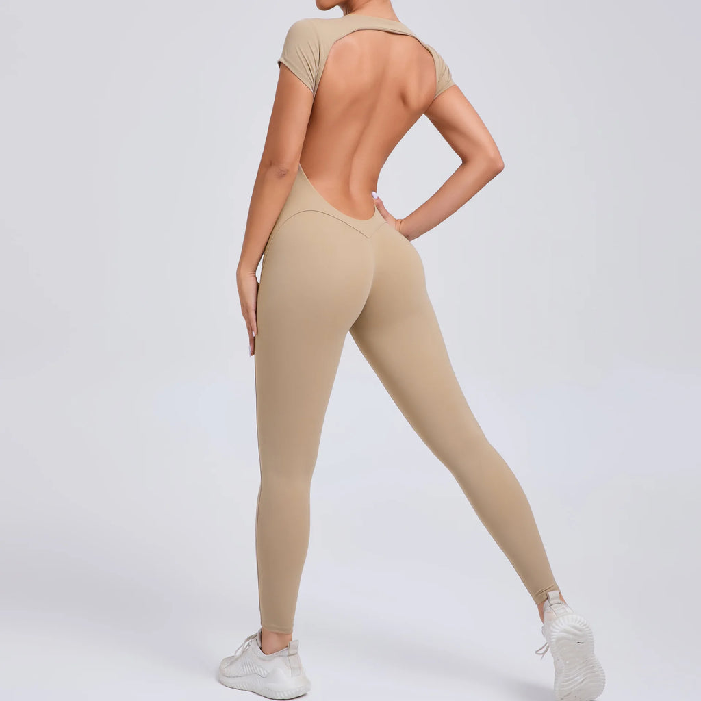 New Yoga shorts Jumpsuit OPEN BACK TEE BODYSUIT Tight Fitting Hip Lifting Exercise Fitness Clothing Breathable Cycling Jersey