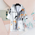 2023 Men's Summer Fashion Cartoon Print Short Sleeve Zipper Sweatshirts Youth Man Y2K Streetwear Casual Pockets Hoodies Jackets