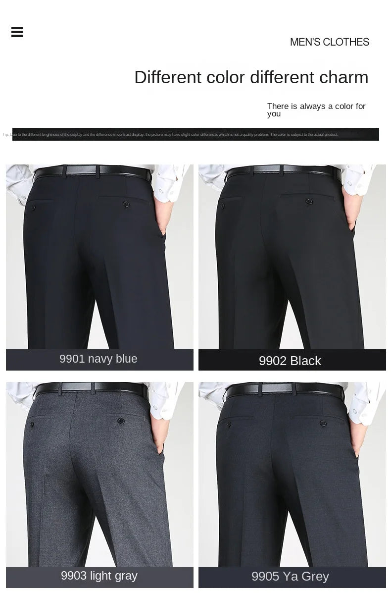 High Waist  Black Suit Pants man Formal Clothes For Men Clothing Thin Flat Khaki Dress Mens Trousers 2024 Summer 40 42
