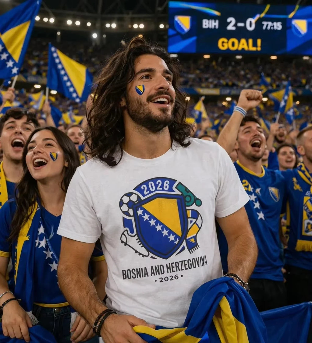 Bosnia and Herzegovina 2026 Crest T-shirt Men and Women Summer Cotton Y2K Clothing Casual Fashion Round Neck Short Sleeved Tee