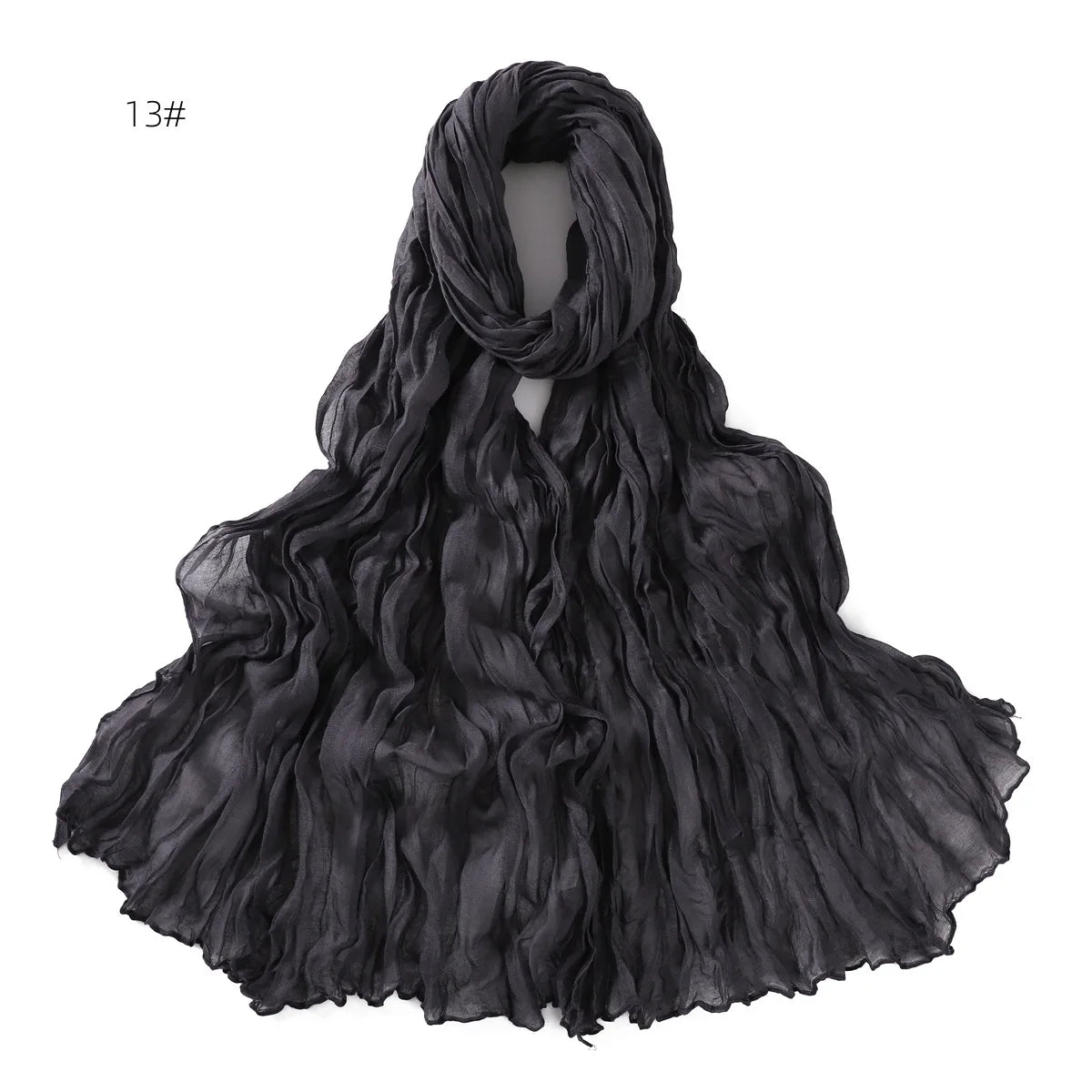 Crumpled Scarf For Women Girls Students Spring New Solid Color Cotton Voile Thin Scarves Soft Knitting Shawl Female Wrap Shawls
